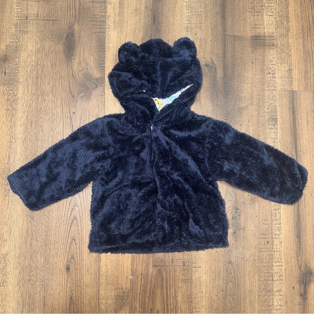 MAGNETIC ME Sherpa Bear hooded Jacket Navy Birds size 6-12 Monthsβ